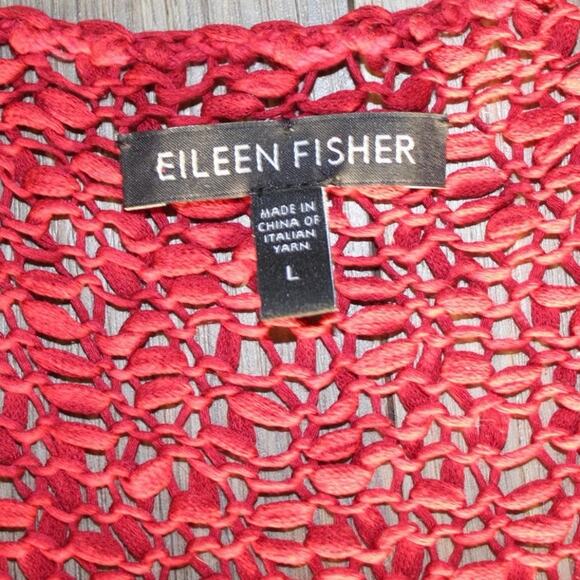 Eileen Fisher Open Knit Lace Tank Top | Size Large | Red | Italian Yarn - Picture 5 of 7